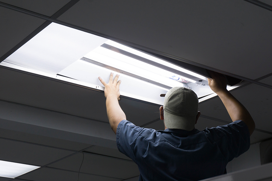electrician-replacing-office-ceiling-lighting-acworth-ga
